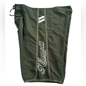 FAVANT HAWAII SWIM BOARD SHORTS OLIVE GREEN 100% COTTON, SIZE 40